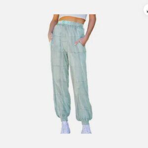 Nwt FUNKY STUFF mint patch boho hippie cotton pocket harem genie knit PANTS XL